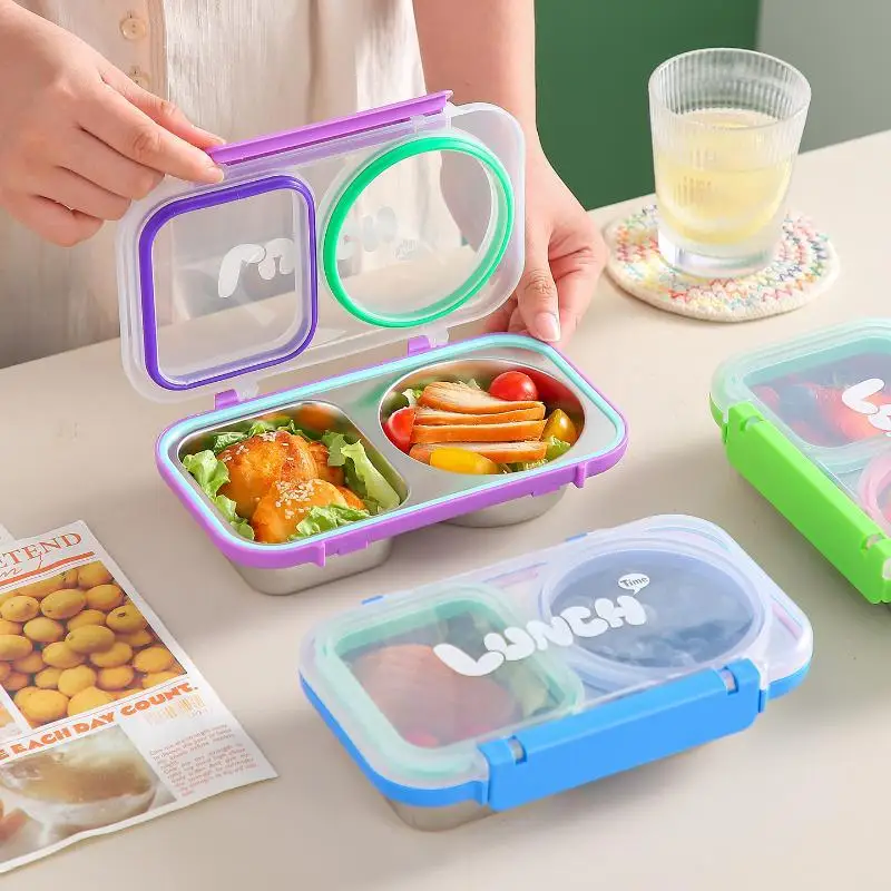 304 Stainless Steel Compartment Student Lunch Box Office Worker Sealed Light Food Salad Lunch Box Outdoor Camping Fruit Box