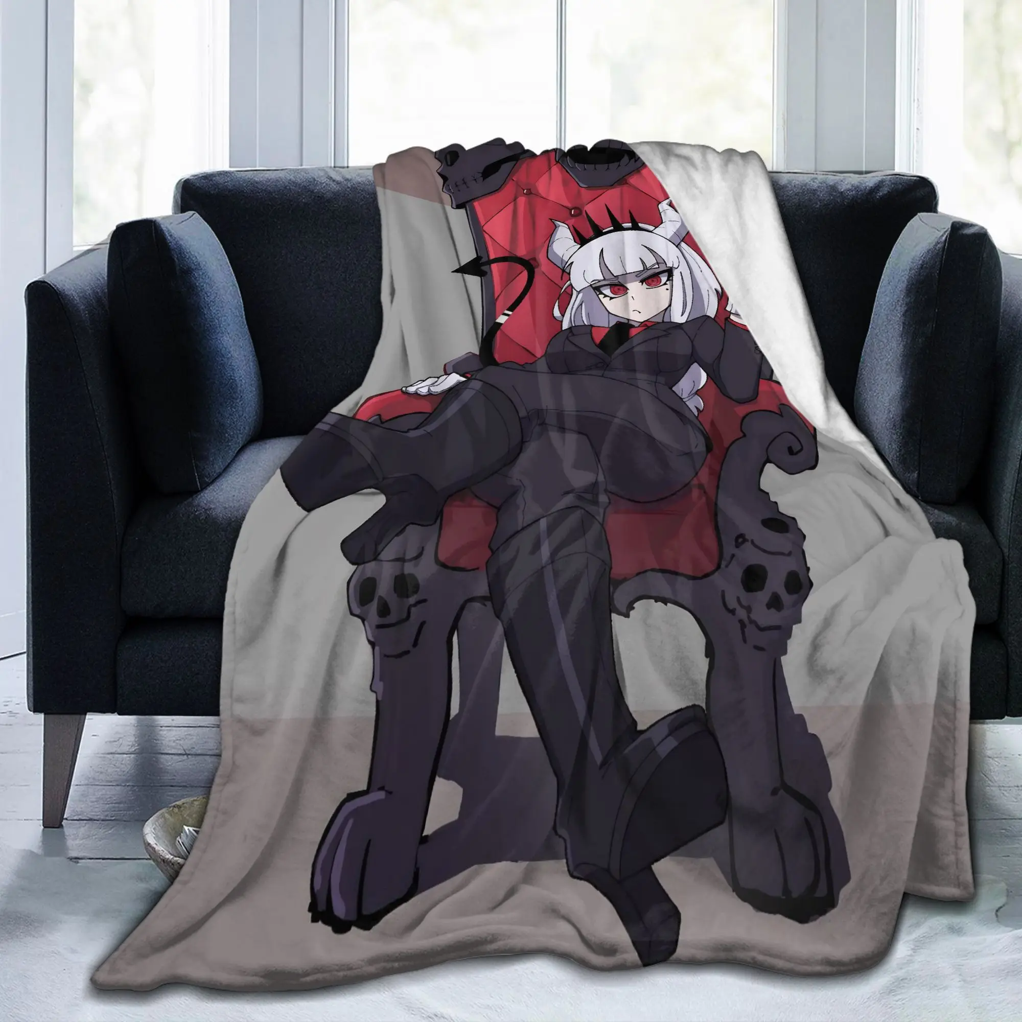 Helltakers Lucifers Cerberus Game Flannel Blankets Anime Novelty Bedding Throw Blankets for Home Sofa Ultra-Soft Gift Breathable