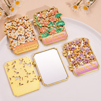 Flowering Metal Hollow Flip Makeup Mirror Chinese Souvenir Gift for Girlfriends 110 * 110 * 21mm
