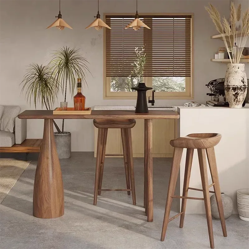 

R Solid Wood Night Club Bar Table Outdoor Long Bistro Cocktail Bar Table Counter Coffee Reception Desk Furniture Mesas Altas