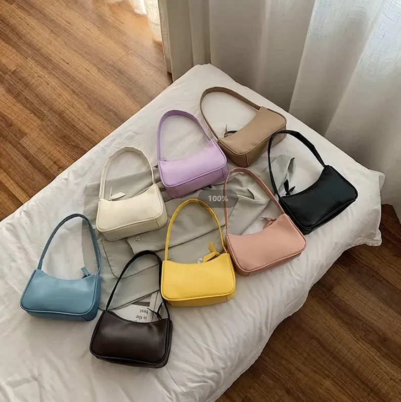 Bolsos de axila de cuero PU suave para mujer, bolso de mano Retro con lazo, bolso de axilas de Color sólido, bolsos de hombro pequeños con diseño de