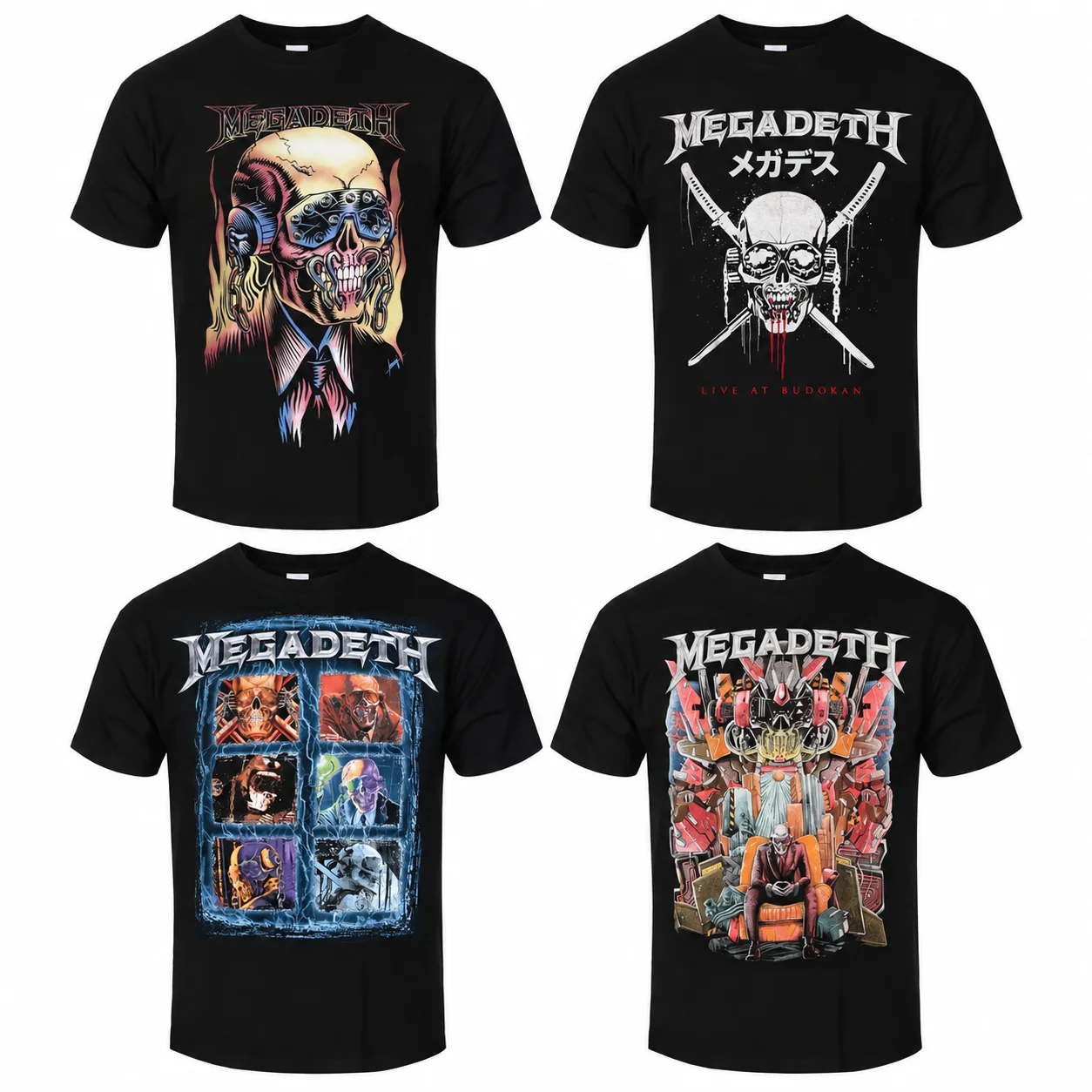 Megadeth - Head Gri Pattern Print T-shirt - Criticizes Metal Band Cotton T-shirt Suitable for Both Men and Women To Wear