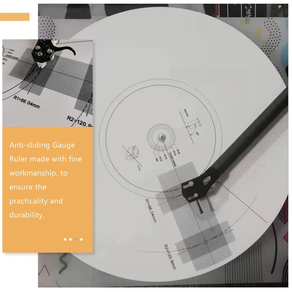 

Turntable Alignment Protractor Mat Durable Anti-Slip Vinyl Record Pickup Calibration Plate Adjustable Gauge Ruler