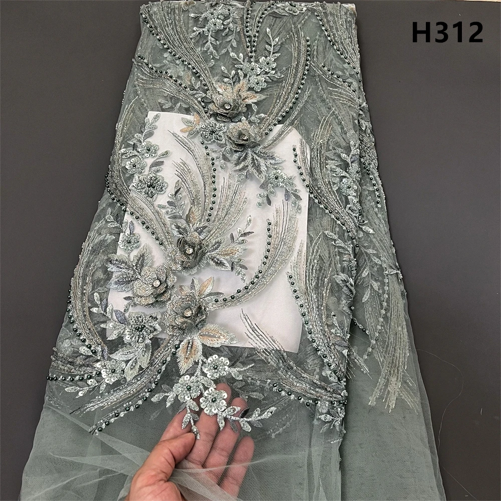 African Nigeria High Quality 2024 Sequins Embroidery Tulle Lace Fabric Wedding Party Guipure Dress Beads Stone 5Yards H312