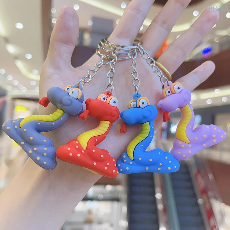 Creative Snake Pendant Keychain Cute Cartoon Zodiac Snake Year Lucky Pendant Backpack Hanging Decoration Accessories Gifts