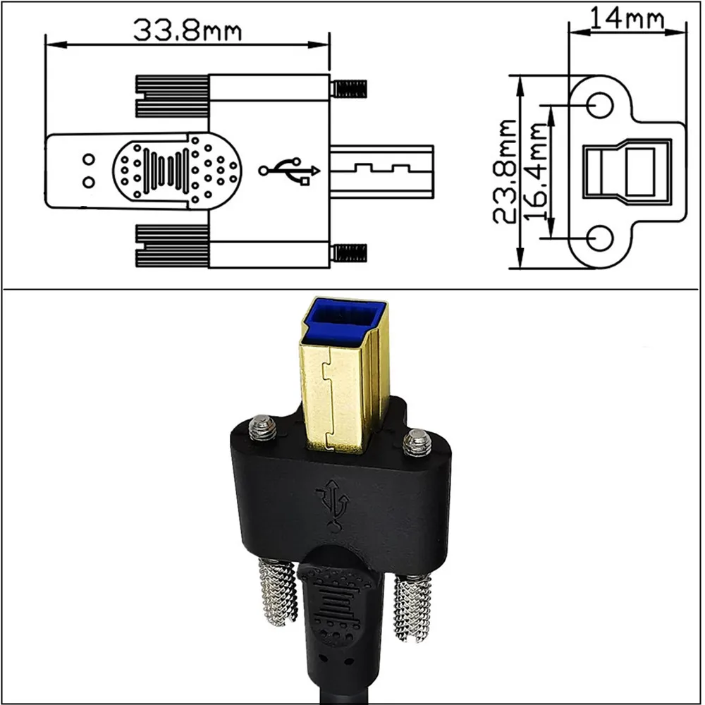 ความเร็วสูง USB 3.0ประเภท A ถึง B สายดาต้าซิงค์ข้อมูลชายสายสำหรับ HP Canon Lexmark Samsung CyberPower กับ M3สกรูล็อค