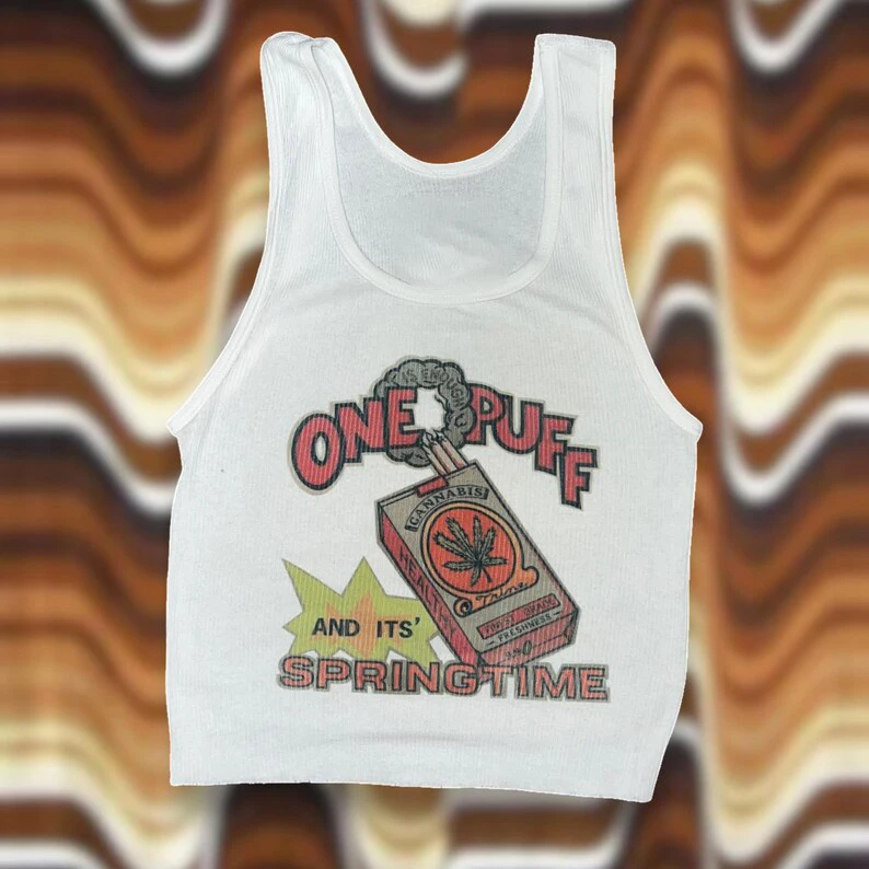 One Puff Tanktop 20 Zoll Weste Streetwear Tank Emo Girls Ästhetischer Buchstabendruck Grunge Goth Camisole Top Damenbekleidung