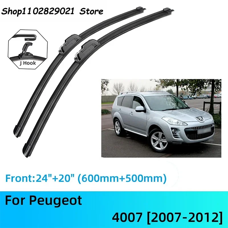 For Peugeot 4007 Front Rear Wiper Blades Brushes Cutter Accessories J U Hook 2007-2012 2007 2008 2009 2010 2011 2012