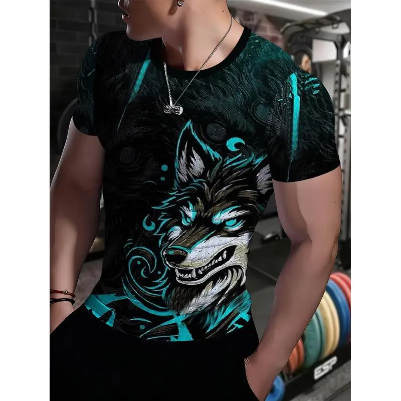 Men's Summer Body Hugging Fitness Short Sleeve T Shirt High Stretch Quick Dry Muscle Defining Printed Training Tee Weightlifting