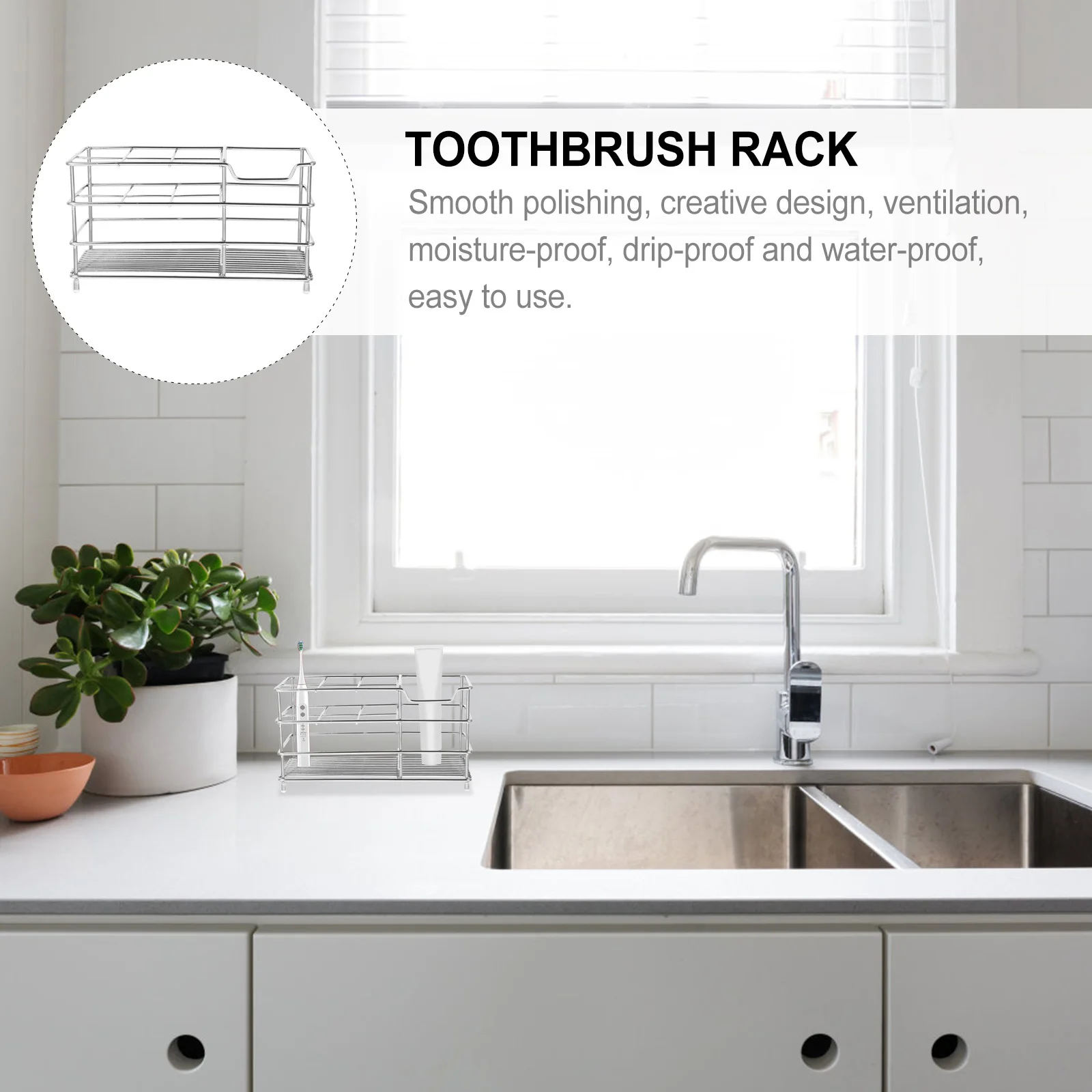 

Stainless Steel Toothbrush Holder For Bathroom Drip Proof Moisture Resistant Toothbrush Organizer With Drainage Holes