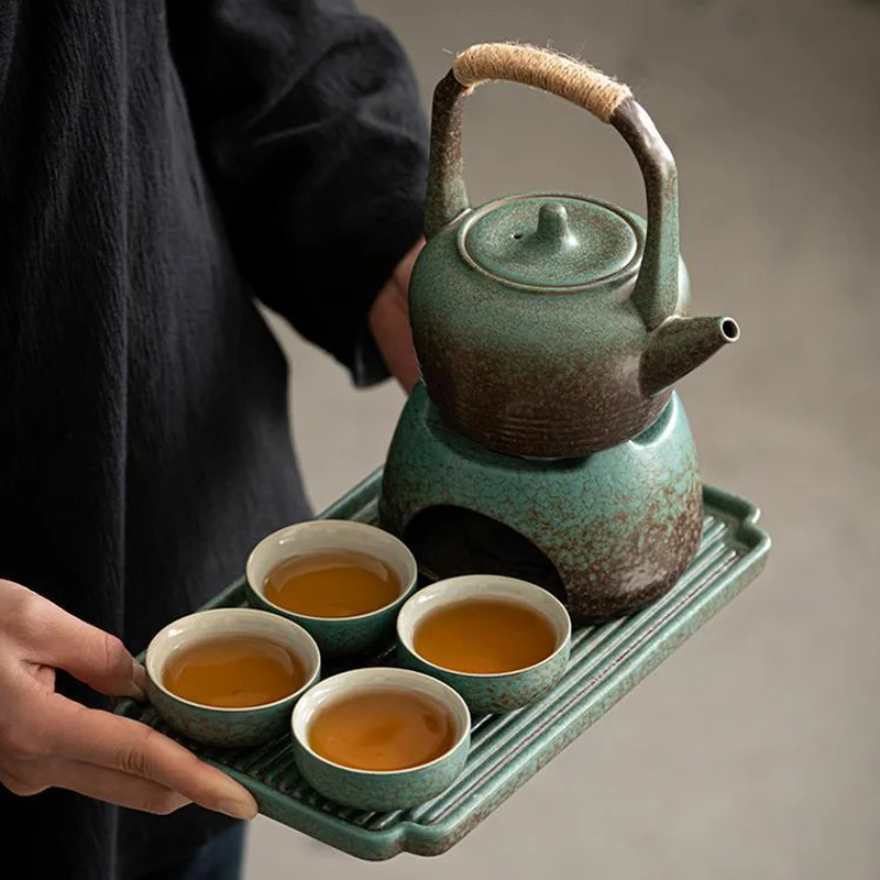 

MiddleEast Style Eco-Friendly Ceramic Tea Pot Set Porcelain Kungfu Warm Tea Stove Home Coffee Tea Accessories