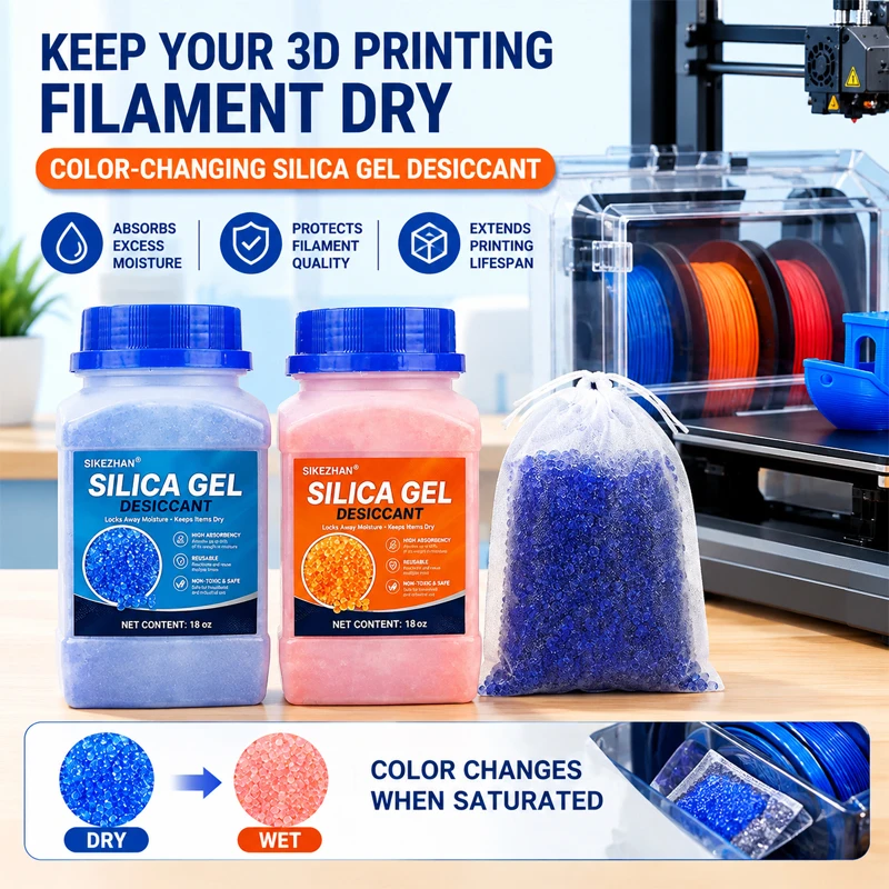 Reusable 3D Printer Filament Desiccant Beads Color Changing Indicating Silica Gel Moisture Absorber Dry Box Care - SIKEZHAN