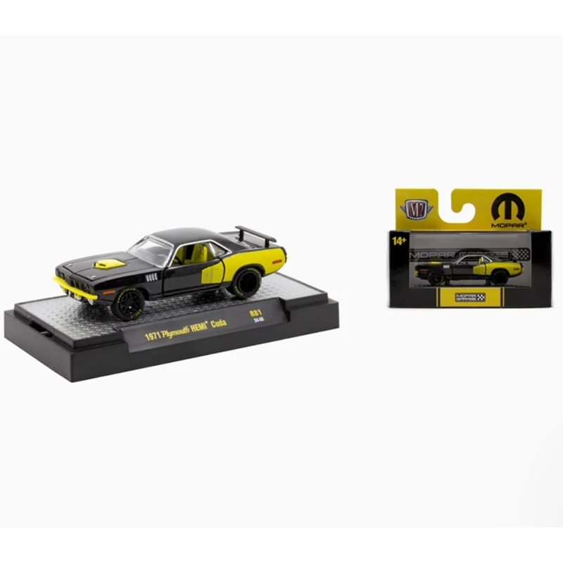 

M2 Машины, литье под давлением, масштаб 1:64, 1971, Plymouth HEMI Cuda, сплав, имитация модели автомобиля, коллекция, дисплей, игрушка, подарок, орнамент