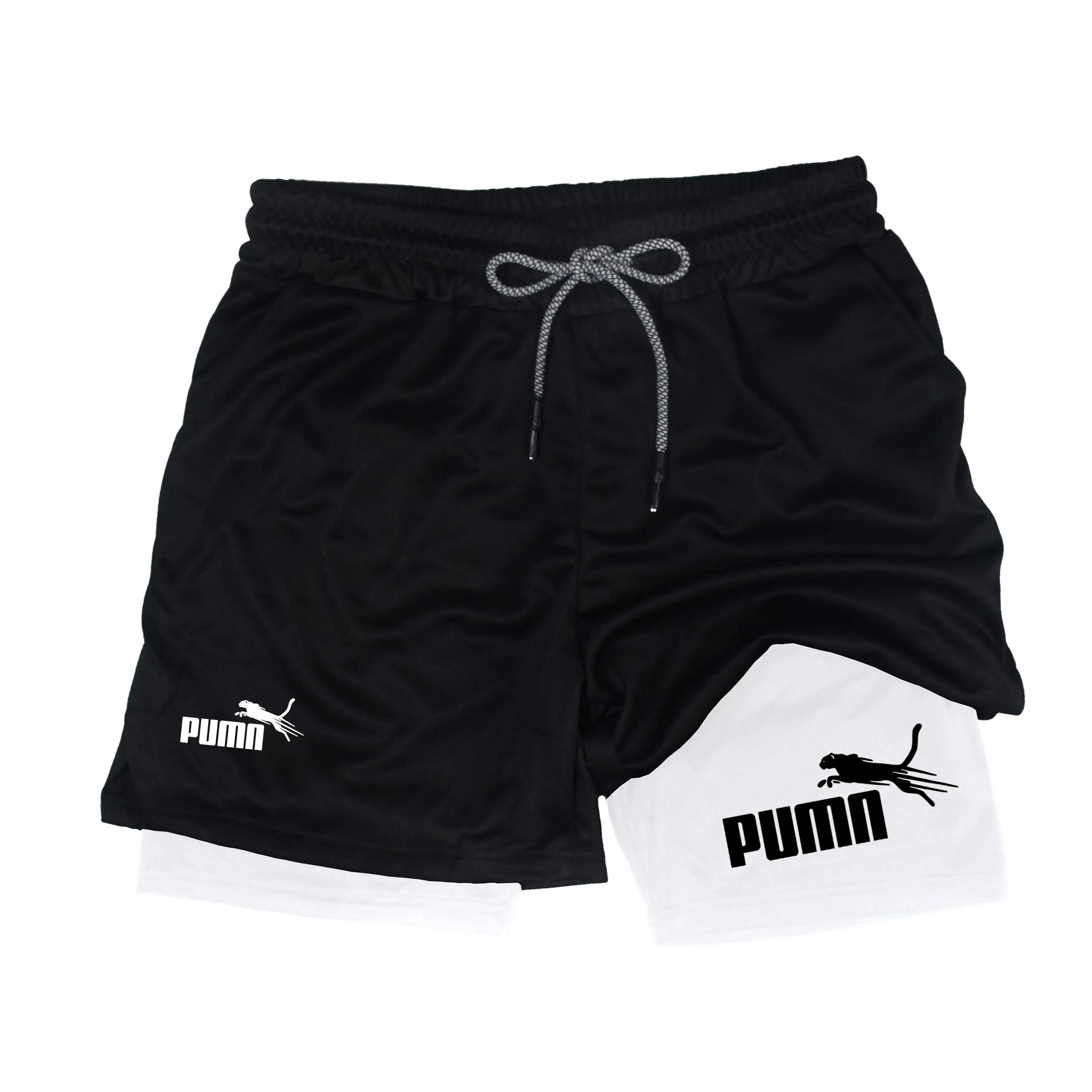 Summer Breathable Two-in-one Double-layer Shorts Men's Elastic Compression Quick-drying Multi-functional M-3XL