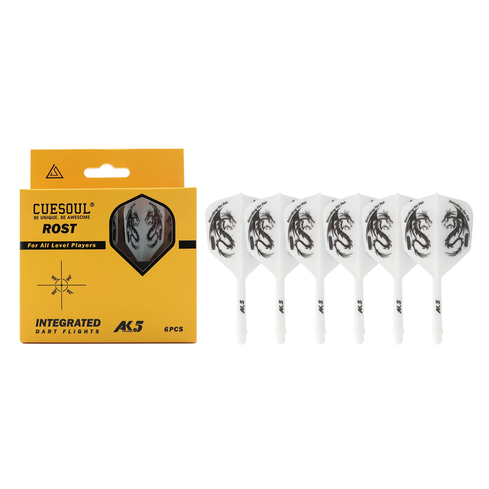 

CUESOUL Integrated Dart Shaft and Flights 6 Pcs Big Wing Shape-White Dragon 28mm