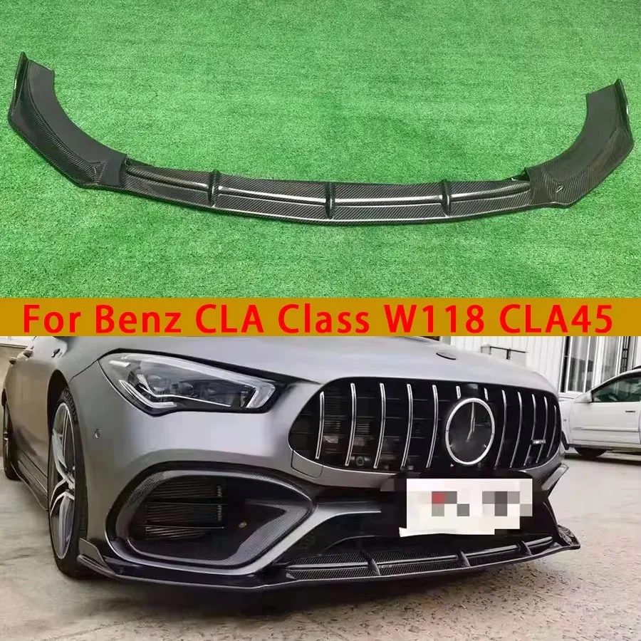 

Для Mercedes Benz CLA Class AMG W118 CLA45 Передний бампер из углеродного волокна Передняя губа Диффузор Передний спойлер на подбородок Автомобильные аксессуары