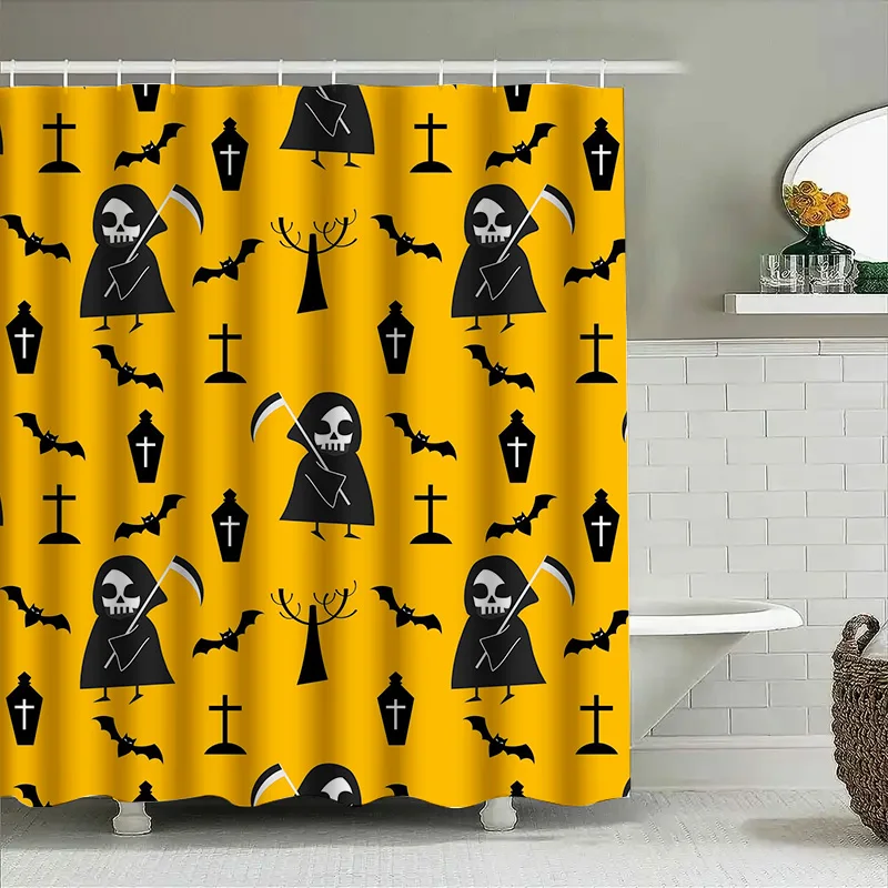 

Tuniu Halloween Bat Shower Curtain Black White Scary Gothic Bathroom Decor Fast Drying Waterproof