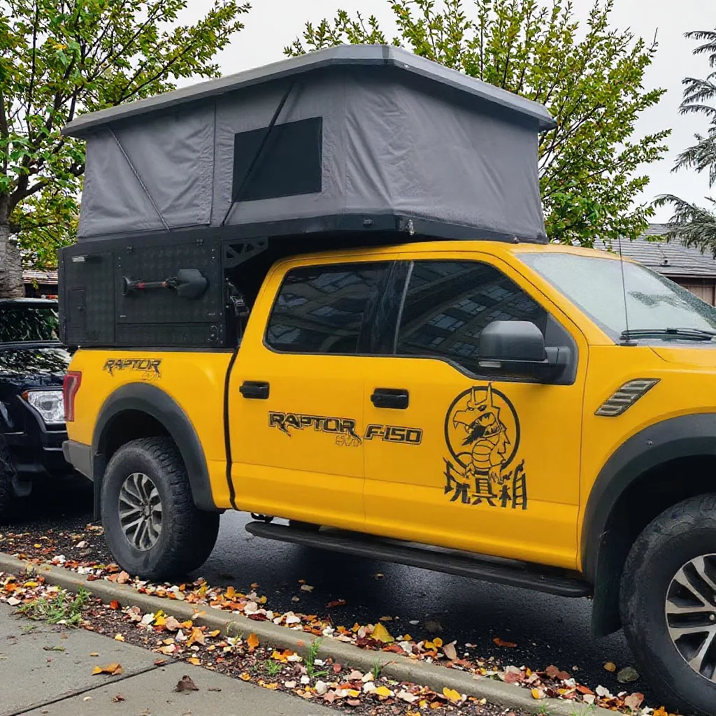 Modern Lightweight Aluminum Off-Road 4x4 Truck Accessory Foldable And Waterproof Pickup Camper With Ladder For Travel Trailers