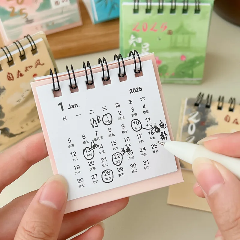 

Мини-настольный календарь 2025 года, 2024,7-2025,12, простой бумажный настольный календарь, распродажа