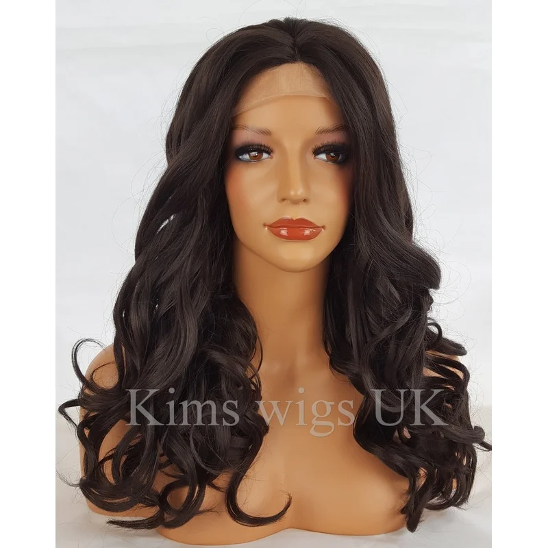 Long women lace front wig heat resistant KW03 dark brown, blonde
