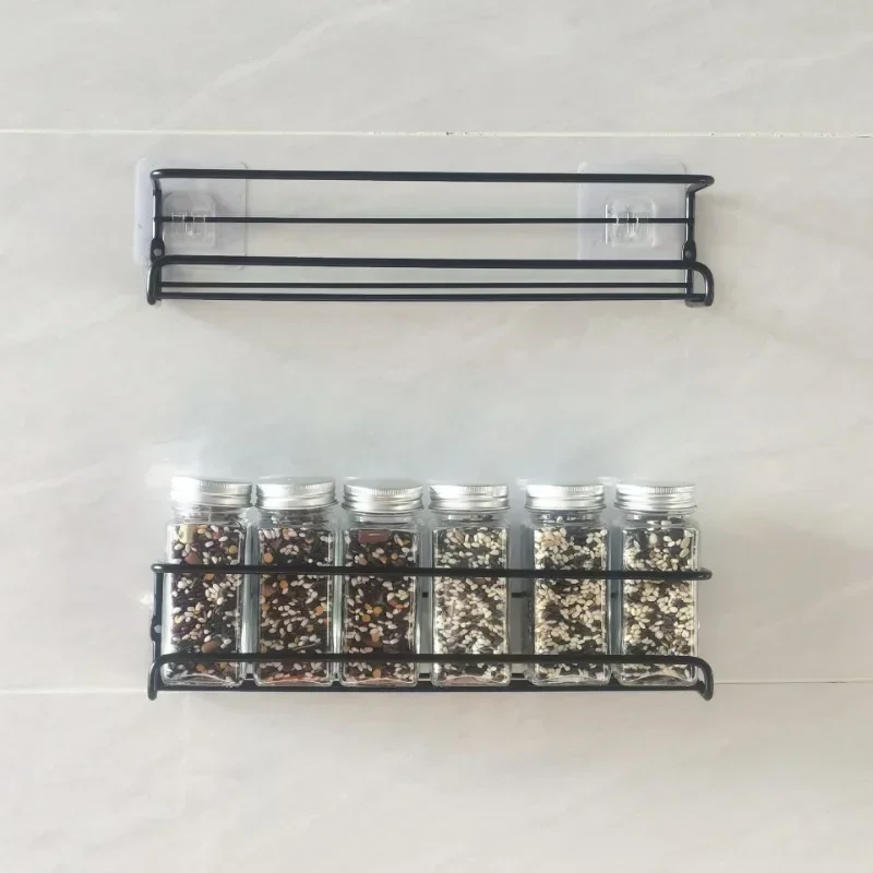 

Kitchen Organizer 2 Pcs Metal Hanging Racks For Home Restaurant Wall-Mounted Seasoning Shelf Spice Jar Storage Rack Single Layer