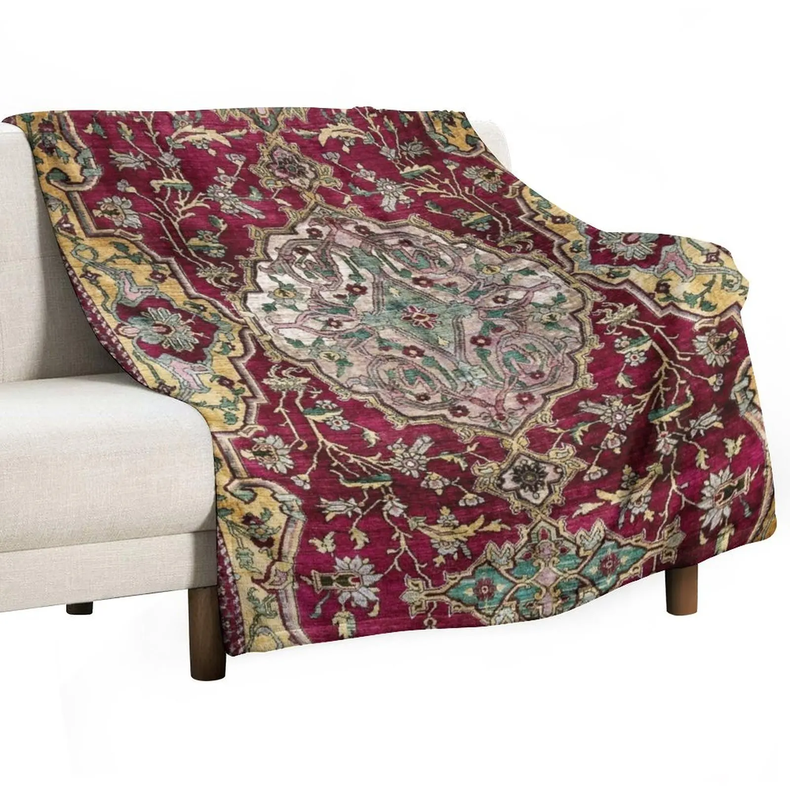

Farahan Arak West Persian Silk Rug Print Throw Blanket Personalized Gift Cute Plaid Decorative Sofa Blankets