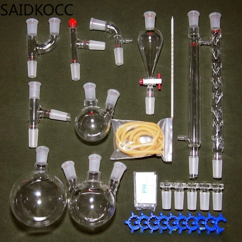 2000ml,24/40,customizable Glass Distillation Apparatus,New Lab Vacuum Distill Glassware Kit 15 piece set