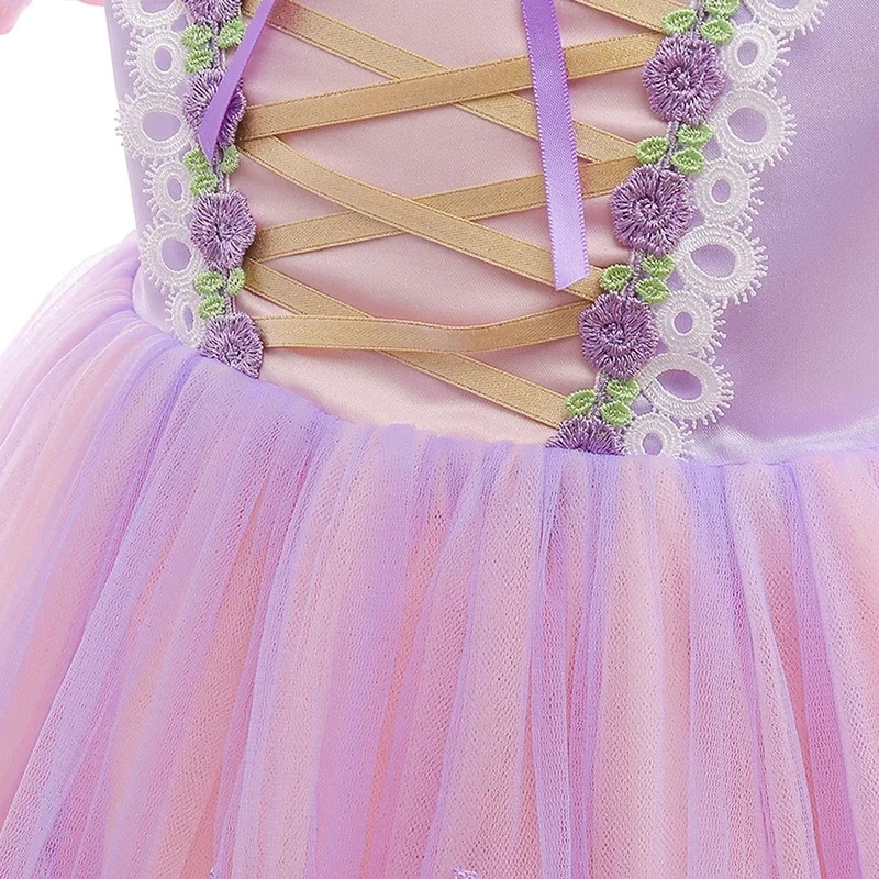 ❤️ COS ❤️ Vestido de Princesa Rapunzel para Bebé, Disfraz de Cosplay con Lentejuelas y Malla ★ Vestido de Fiesta de Navidad para Niños de 1 a 6 Años ❤️