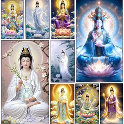 DIY 5D Full Diamond Painting Cross Stitch Lotus Guanyin Diamond Embroidery religion Buddhism Needlework Patterns Rhinestone kits