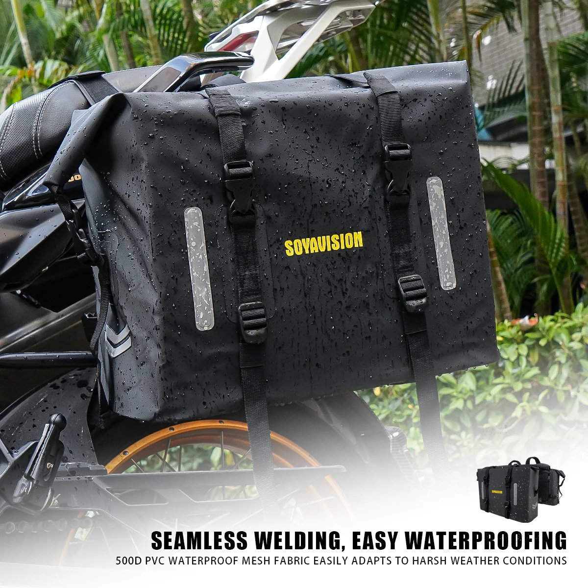 Big sale! 2 pieces 60L Motorcycle Tail Bag Travel Outdoor Dry Luggage side Bag Motorcycle Rear Seat Bag