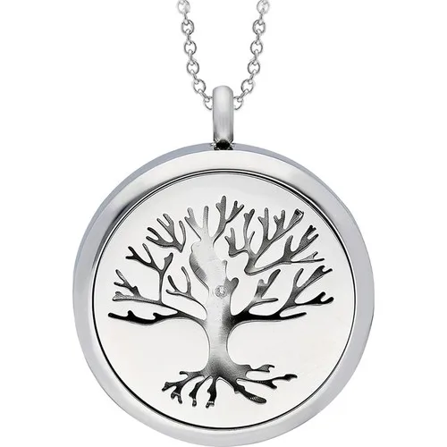 Getss P584 Tree Pattern Clamshell Locket Women Steel Necklace