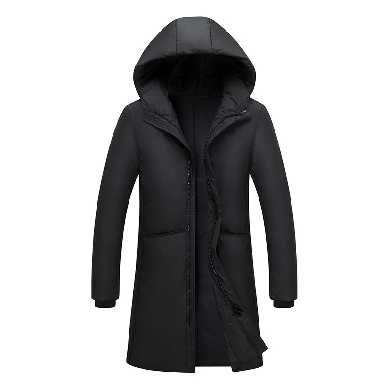 Chaqueta larga y cálida para hombre, Parkas gruesas con capucha, Invierno