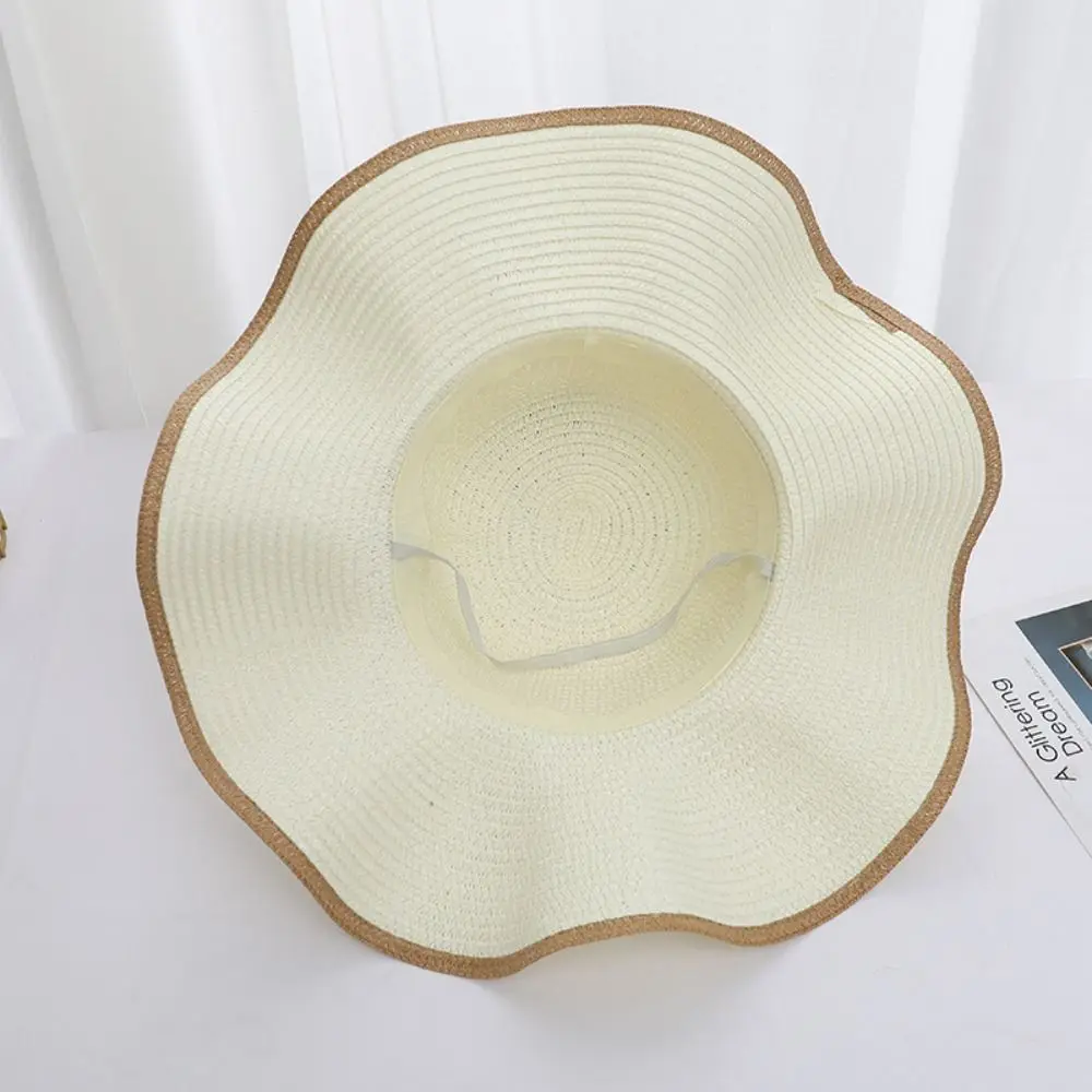 

Fashion Sun Flower Bohemian Straw Hat Spring Summer Wide Brim Folding Straw Hats Travel Beach Women's Sun Hat Outdoor