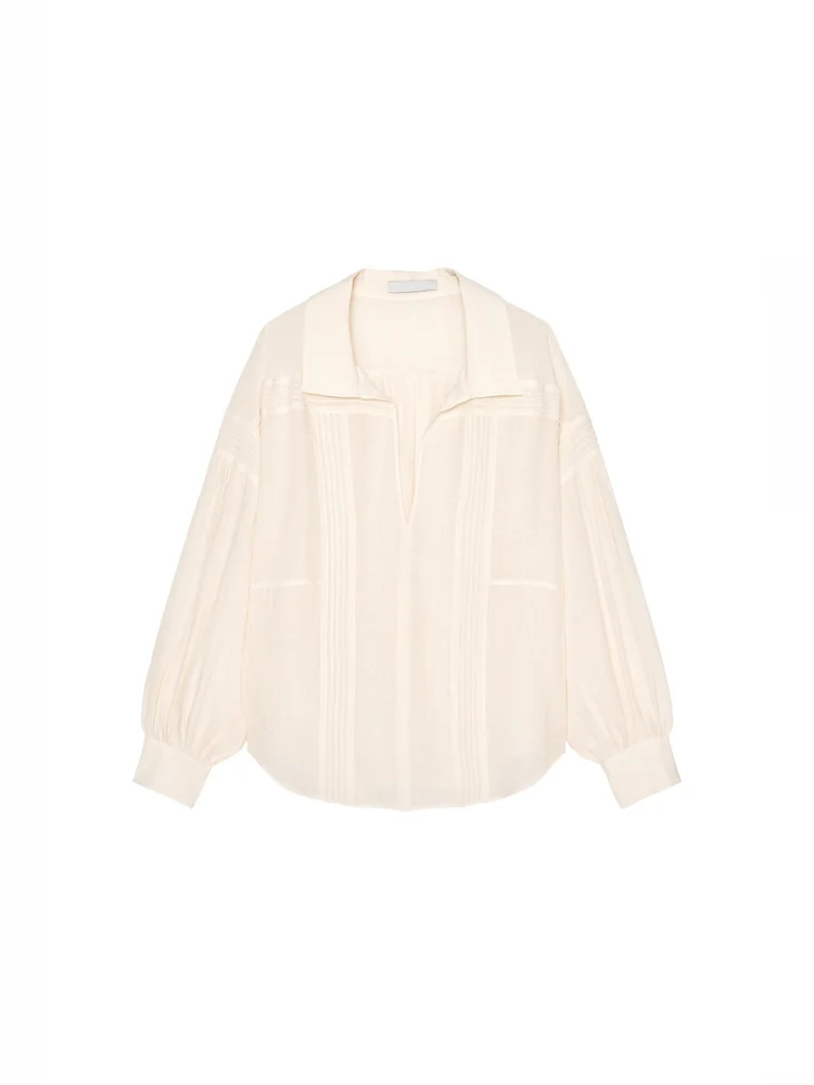 Csa de Manga Larga Estilo Romántico para Mujer, Cuello en V Versátil y Moderno, Ropa de Verano Nueva, Estilo Casual Hoad...