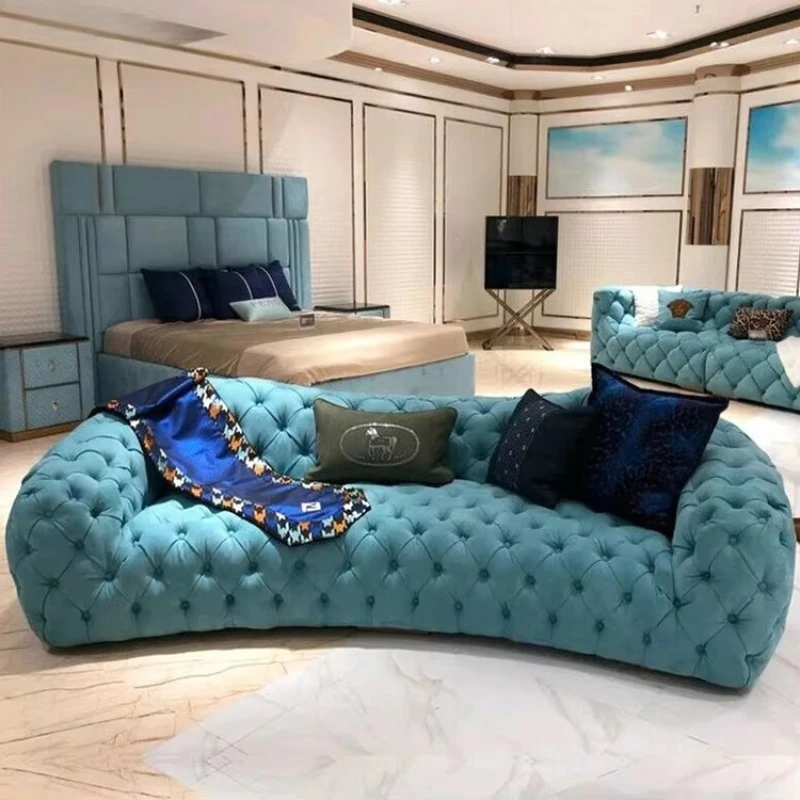 

New Velvet Chesterfield American Modern Light Luxury Three Seat Living Room Sofa Living Room Modern