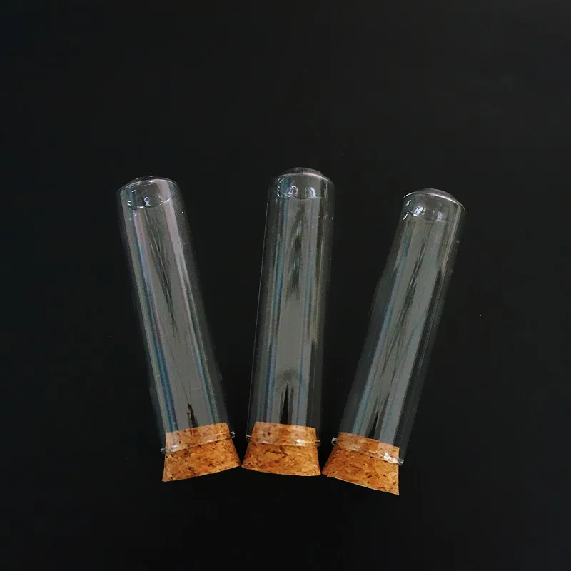 12pcs/lot Clear 25x100mm Glass Test Tube With Cork Round Bottom