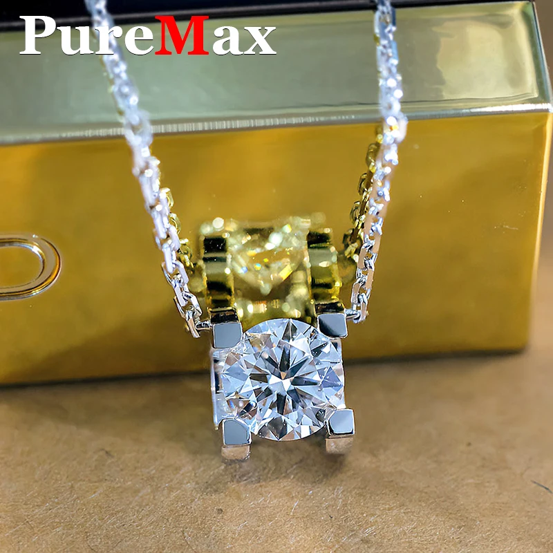 PureMax 1/2ct GRA معتمد مويسانيتي الثور رئيس قلادة للنساء كلاسيكي 925 فضة مجوهرات الحفلات هدية رائعة