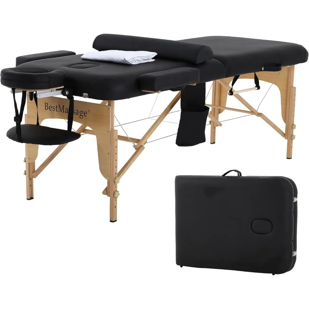 

Massage Table Portable Massage Bed 2 Fold PU Lash Bed Spa Table Height Adjustable Lightweight 28In Wide Spa Table with Towel