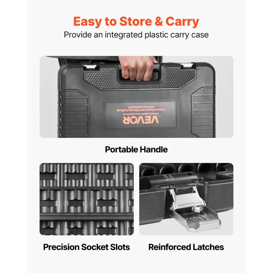 Set di bussole a impatto per azionamento 1 2 Set di bussole profonde da 26 pezzi metriche 11 mm 36 mm