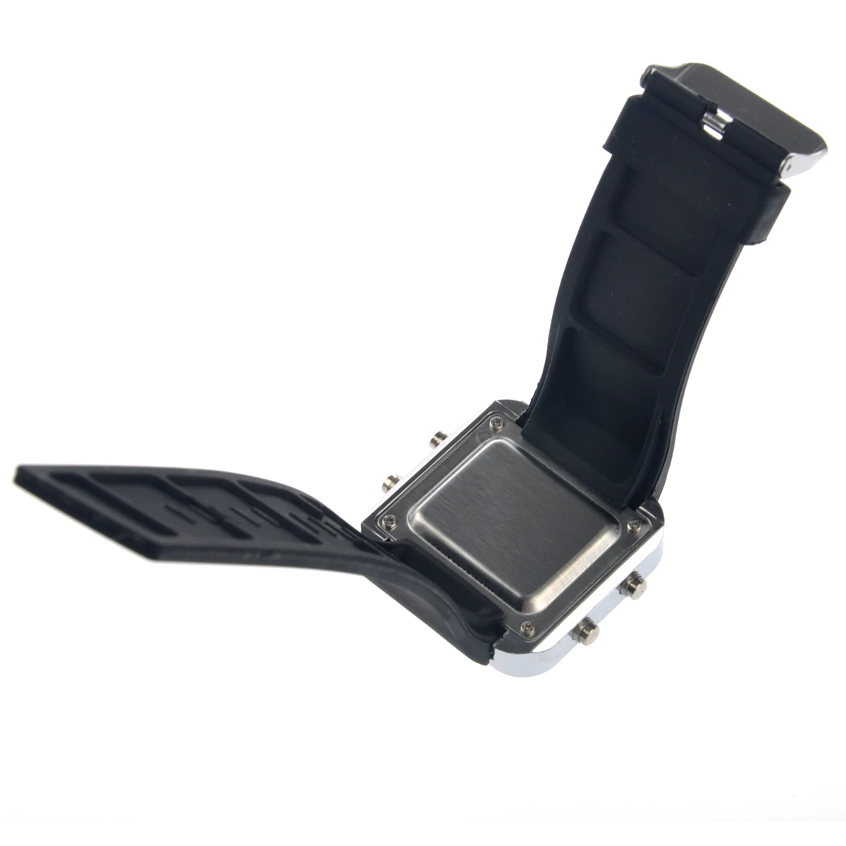 

Unisex LED Digital Wrist Watch Black Silicone Band Red LED Date Year Display Durable Square Mirror Face Comfortable Fit