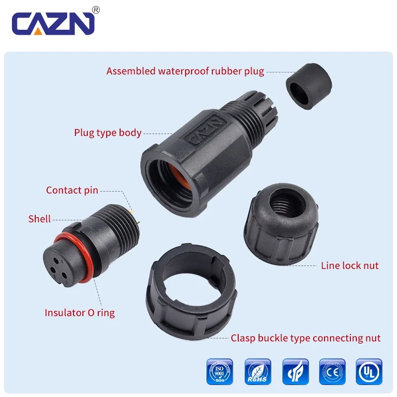 E10 Bayonet Quick Lock Field Installable Mating Plug Male Female 2-12 Pin IP68 for Vibration Resistance & Outdoor Equipment