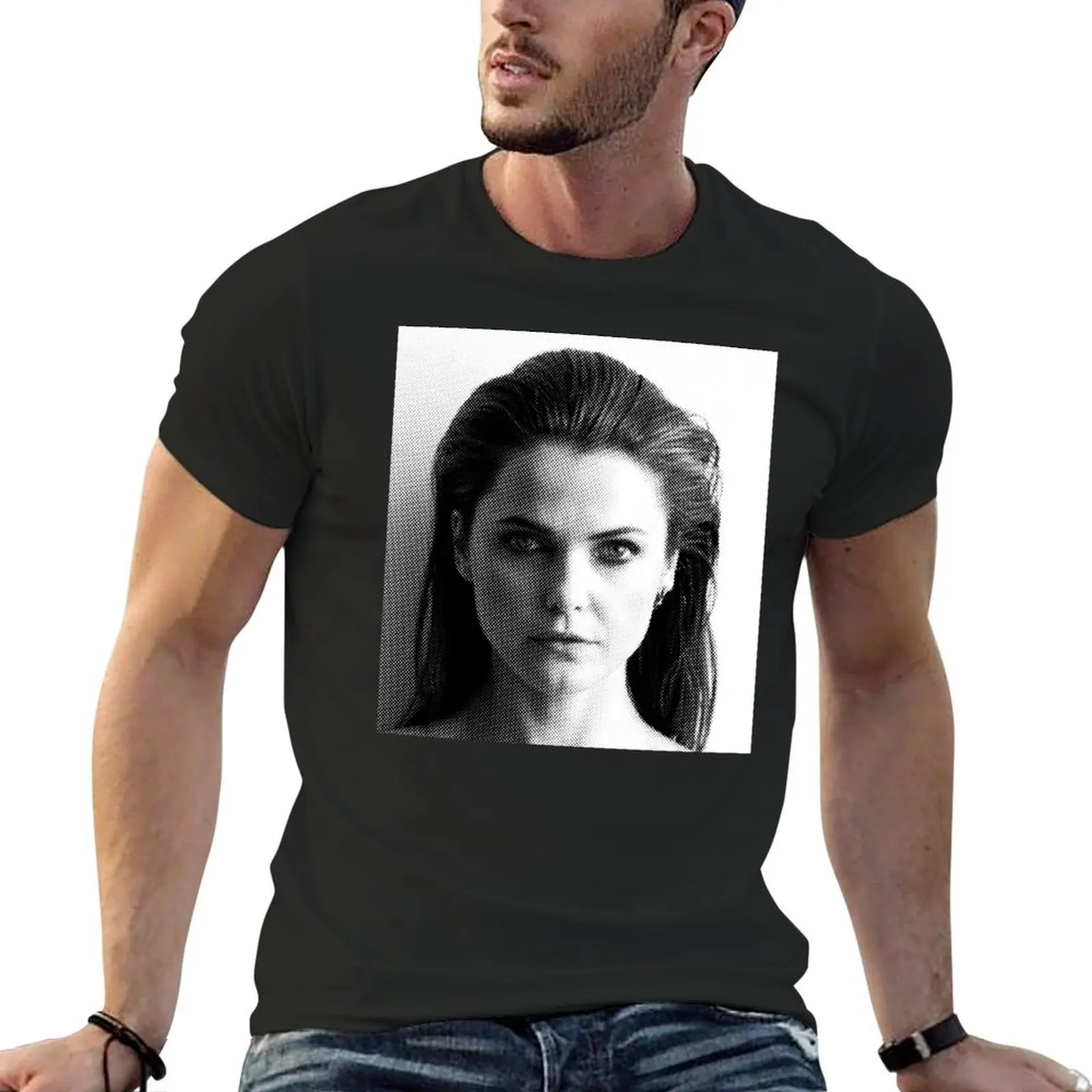 Keri Russell Black & White Portrait Made Of Dots T-Shirt customs design your own oversized graphics mens graphic tshirts