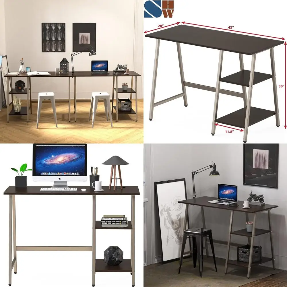 

Espresso 43 Home Office Desk with Open Shelving for Computer Use