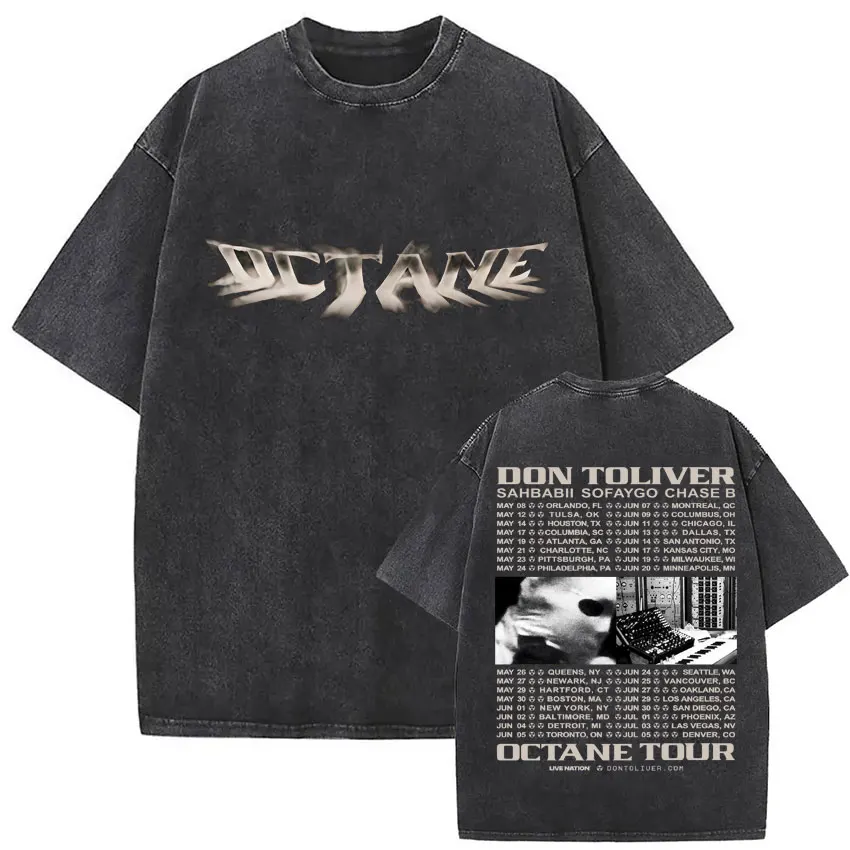 Vintage Washed Don Toliver Octane Album 2026 Merch T-Shirt Herren Hip-Hop Oversized Gothic T-Shirt 100% Baumwolle T-Shirts Streetwear – Detail 19