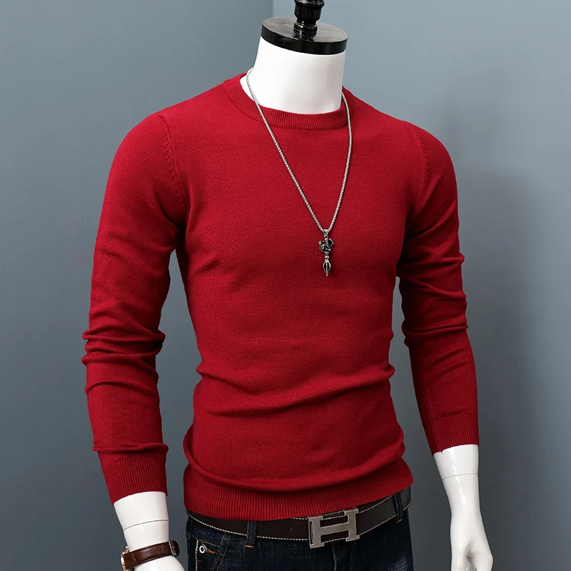 الرجال سليم صالح جولة Ne تريكو سترة لون نقي ملابس داخلية مرونة الدافئة عارضة Sle طويلة Sve تنفس مريحة