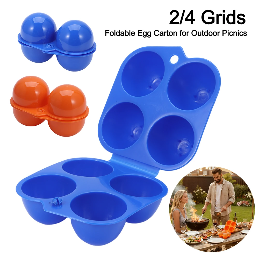 2/4 Grids Picnic Reusable Containers Holder Portable Egg Tray Safety Egg Storage Box Blue Orange Organizer Case