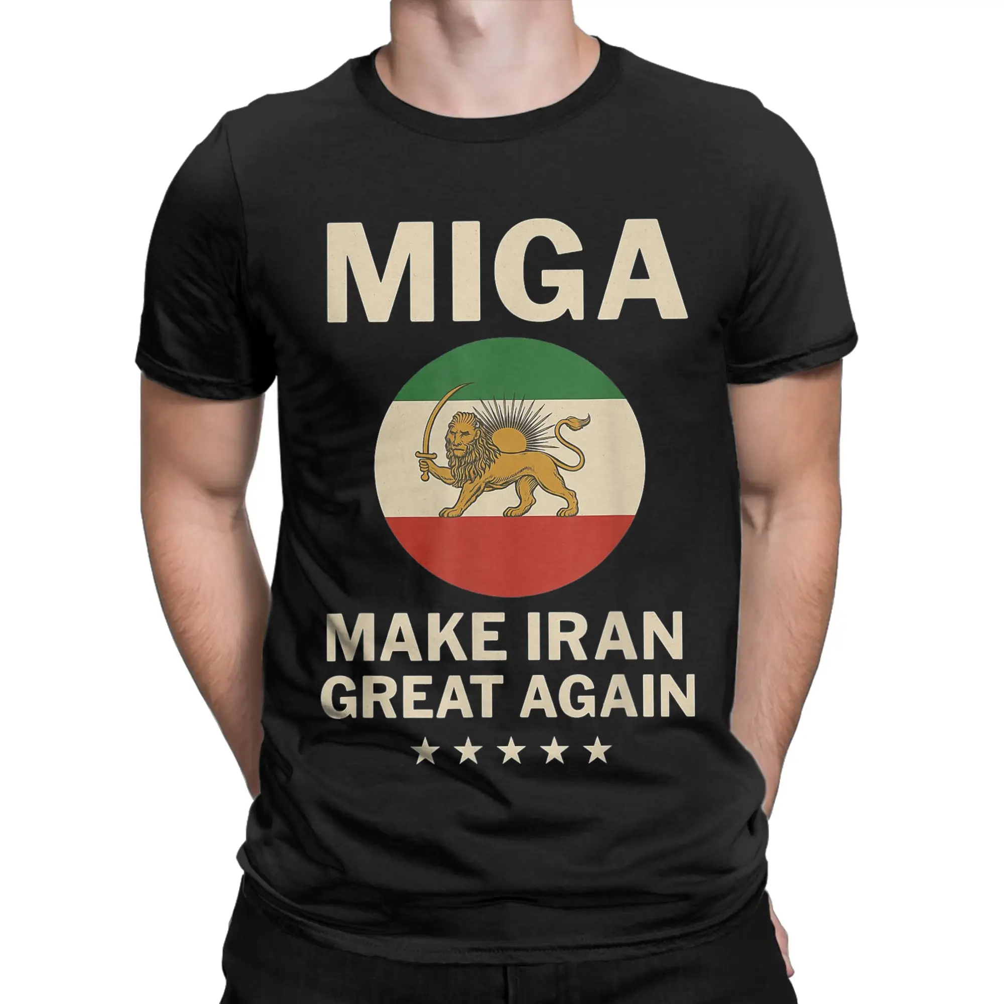 Harajuku T Shirt Summer Iranian Make Iran Great Again Emblem Of Iran MIGA Gift Fashion T-Shirts Cotton Tee Shirt for Men's Tees