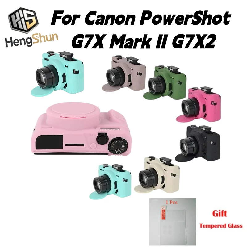 Camera bag For Canon G7XII G7X2 Rubber Silicone Camera Cover Silicone protective case Silicone case + 1PCS Free Tempered Film