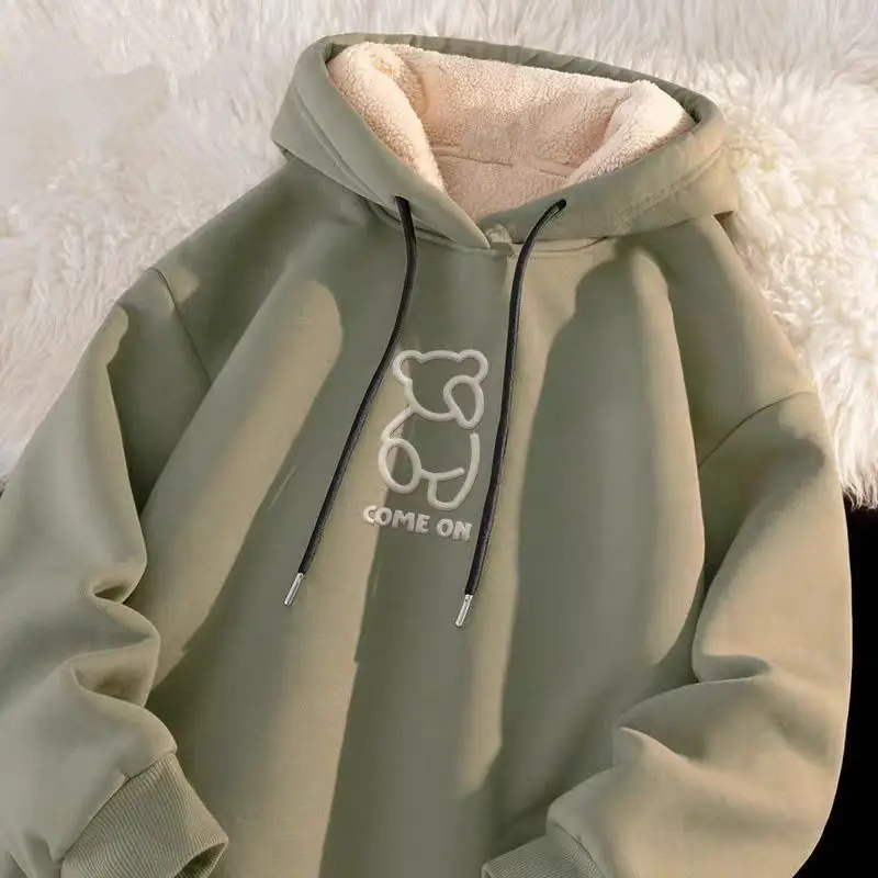 Autumn and Winter Fleece Thickened Niche Design Hoodie Trendy Black Hooded Cashmere Cake Fleece Men 2026 New