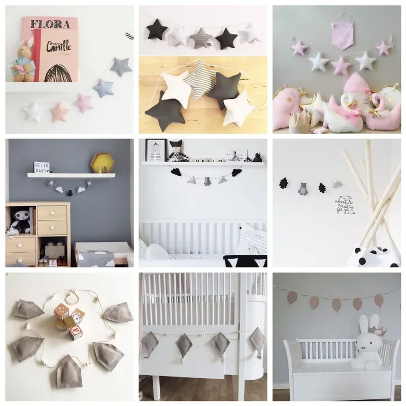 Nordic Baby Room Handmade Nursery Star Garlands Christmas Kids Room Wall Decorations Photography Props Decorations